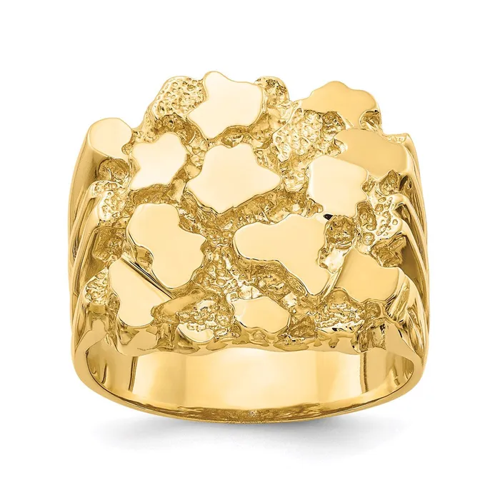 Goldia Rings 14K Yellow Gold Mens Nugget Ring