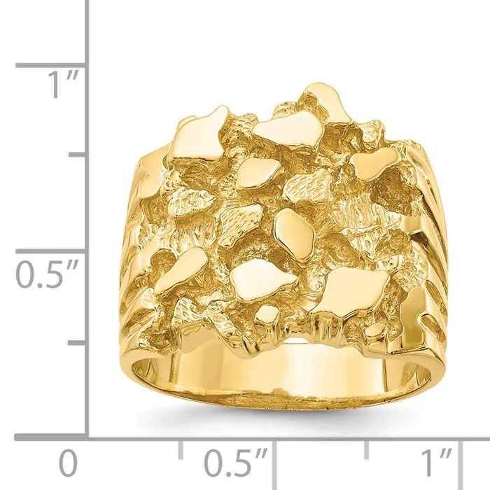 Goldia Rings 14K Yellow Gold Mens Nugget Ring