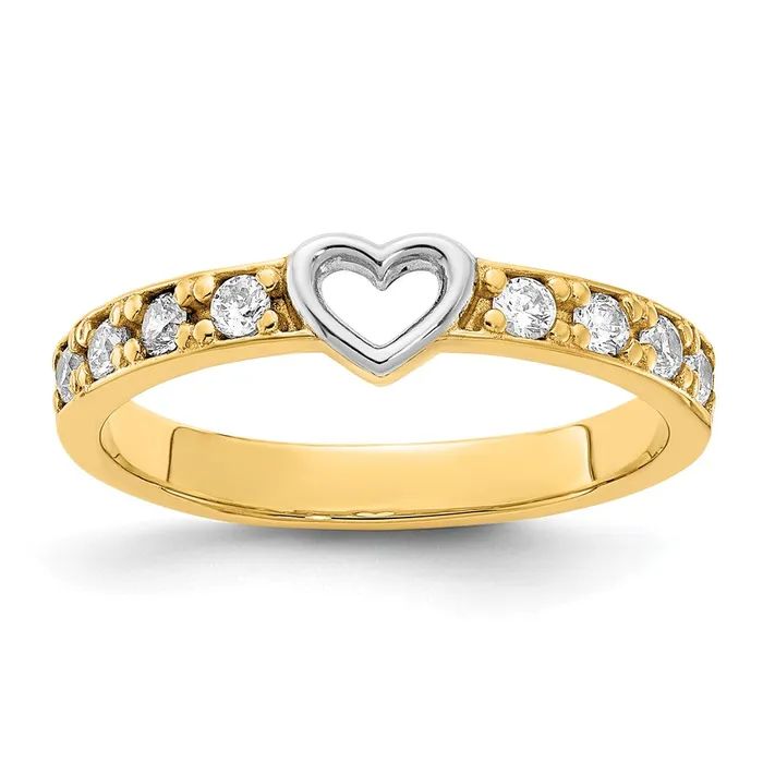Goldia Rings 14k Yellow Gold u0026 White Rhodium CZ Heart Ring
