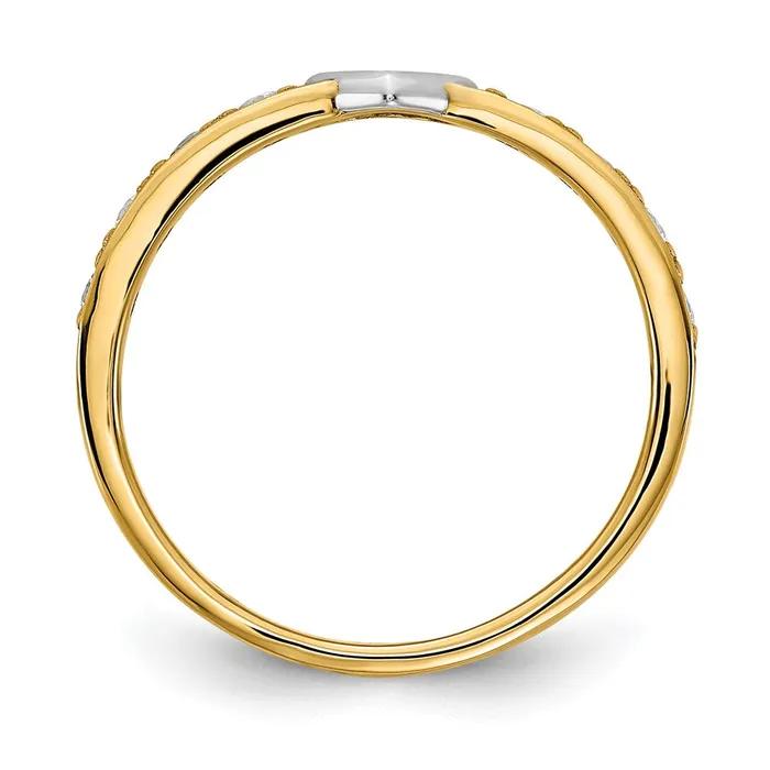 Goldia Rings 14k Yellow Gold u0026 White Rhodium CZ Heart Ring