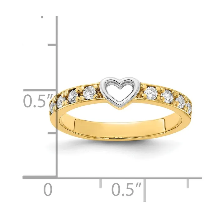 Goldia Rings 14k Yellow Gold u0026 White Rhodium CZ Heart Ring