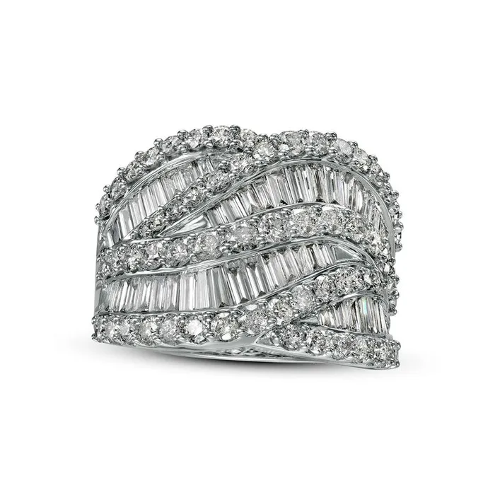 Goldia Rings 30 CT TW Composite Natural Diamond MultiRow Crossover Ring in Solid 10K White Gold Goldia Rings 30 CT TW Composite Natural Diamond MultiRow Crossover Ring in Solid 10K White Gold