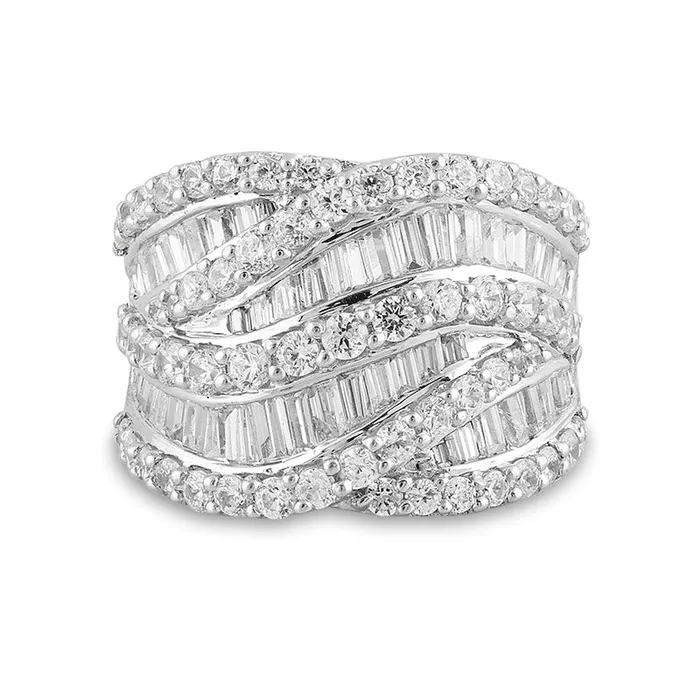 Goldia Rings 30 CT TW Composite Natural Diamond MultiRow Crossover Ring in Solid 10K White Gold Goldia Rings 30 CT TW Composite Natural Diamond MultiRow Crossover Ring in Solid 10K White Gold