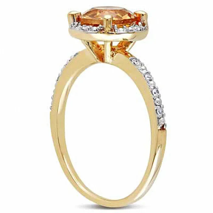 Goldia Rings 70mm Citrine and Natural Diamond Accent Frame Ring in Solid 10K Yellow Gold Goldia Rings 70mm Citrine and Natural Diamond Accent Frame Ring in Solid 10K Yellow Gold