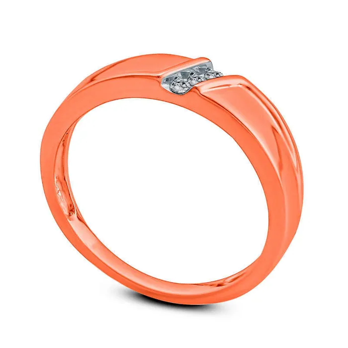 Goldia Rings Ladies 005 CT TW Natural Diamond Three Stone Slant Wedding Band in Solid 10K Rose Gold Goldia Rings Ladies 005 CT TW Natural Diamond Three Stone Slant Wedding Band in Solid 10K Rose Gold