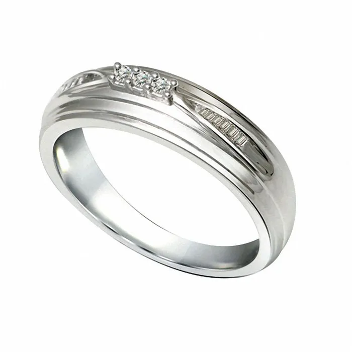 Goldia Rings Mens 010 CT TW Natural Diamond Three Stone Wedding Band in Solid 10K White Gold Goldia Rings Mens 010 CT TW Natural Diamond Three Stone Wedding Band in Solid 10K White Gold