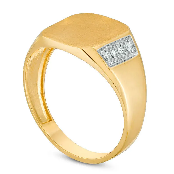 Goldia Rings Mens 013 CT TW Natural Diamond Signet Ring in Solid 10K Yellow Gold Goldia Rings Mens 013 CT TW Natural Diamond Signet Ring in Solid 10K Yellow Gold