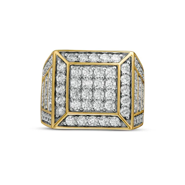 Goldia Rings Mens 30 CT TW Square Composite Natural Diamond Pyramid Frame Horizontal Triple Frame Border Shank Ring in Solid 10K Yellow Gold Goldia Rings Mens 30 CT TW Square Composite Natural Diamond Pyramid Frame Horizontal Triple Frame Border Shank Ring in Solid 10K Yellow Gold