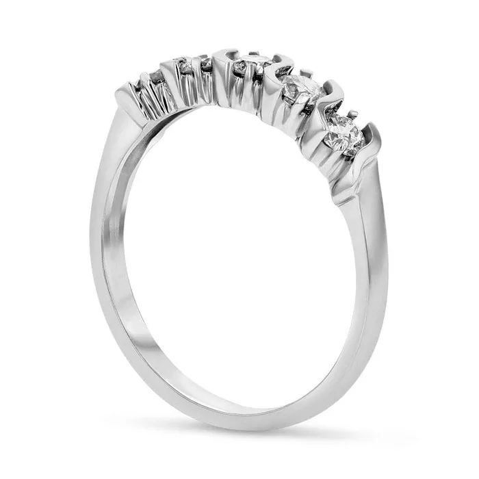 Goldia Rings Previously Owned 075 CT TW Natural Diamond Five Stone Anniversary Band in Solid 14K White Gold Goldia Rings Previously Owned 075 CT TW Natural Diamond Five Stone Anniversary Band in Solid 14K White Gold