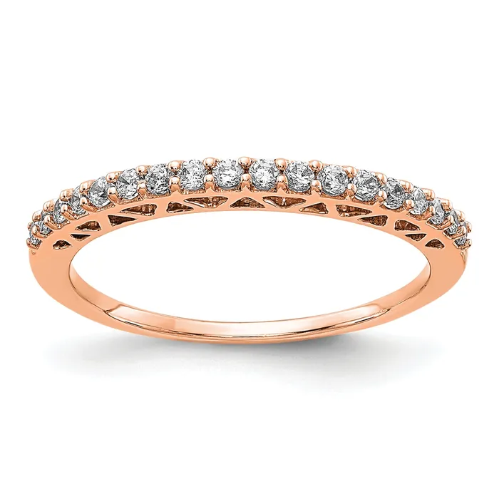 Goldia Rings Solid 14k Rose Gold Polished Simulated CZ Band