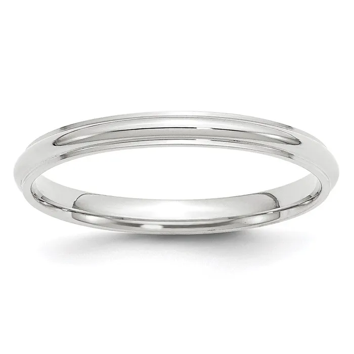 Goldia Rings Solid 14K White Gold 25mm Half Round with Edge MensWomens Wedding Band Ring Size 135 Goldia Rings Solid 14K White Gold 25mm Half Round with Edge MensWomens Wedding Band Ring Size 135