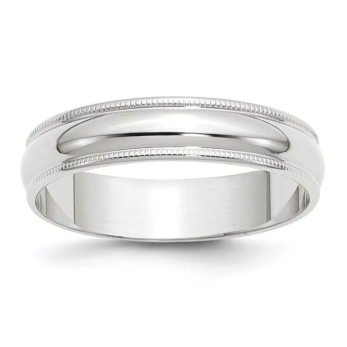 Goldia Rings Solid 14K White Gold 5mm Light Weight Milgrain Half Round MensWomens Wedding Band Ring Size 45