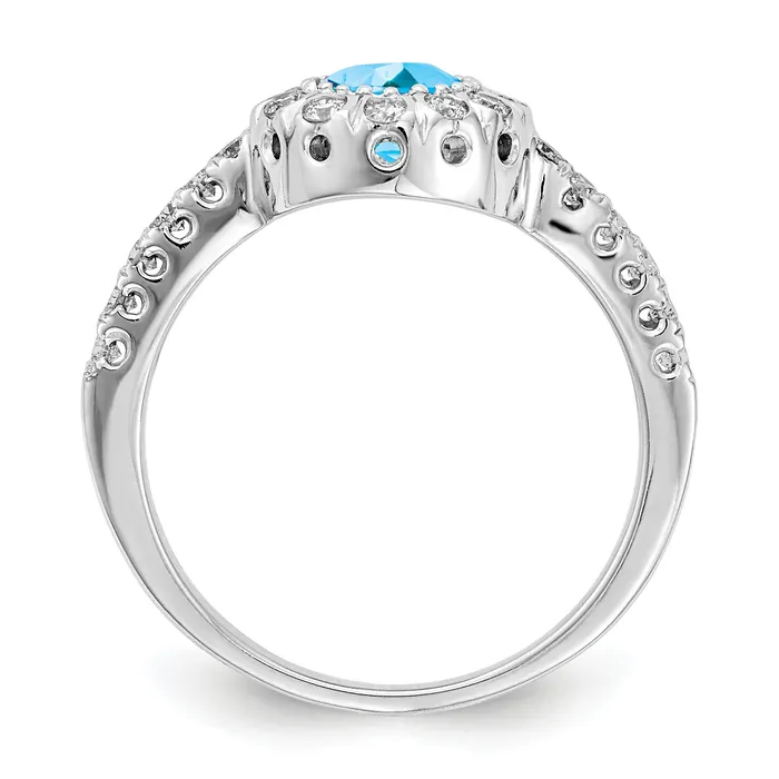 Goldia Rings Solid 14k White Gold 5mm Simulated Blue Topaz AA CZ Ring
