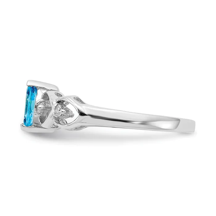 Goldia Rings Solid 14k White Gold 5mm Simulated Blue Topaz AA CZ Ring