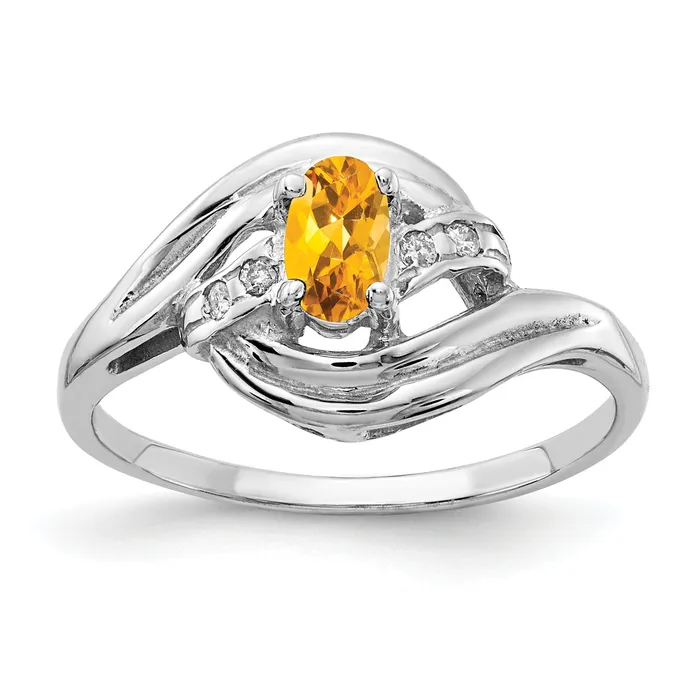Goldia Rings Solid 14k White Gold 5x3mm Oval Simulated Citrine AA CZ Ring Goldia Rings Solid 14k White Gold 5x3mm Oval Simulated Citrine AA CZ Ring