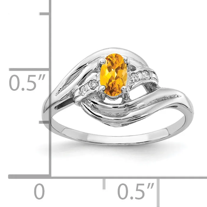 Goldia Rings Solid 14k White Gold 5x3mm Oval Simulated Citrine AA CZ Ring