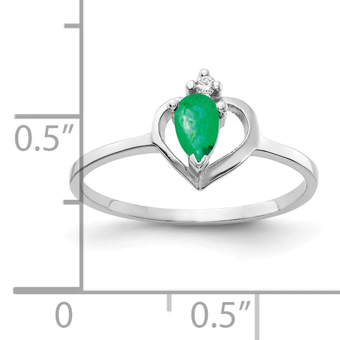 Goldia Rings Solid 14k White Gold 5x3mm Pear Simulated Emerald AAA CZ Ring