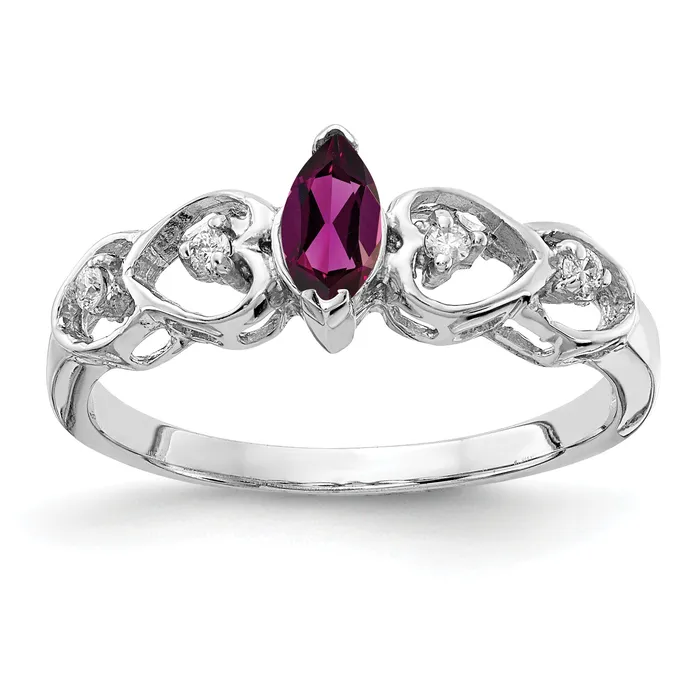 Goldia Rings Solid 14k White Gold 6x3mm Marquise Rhodolite Simulated Garnet VS CZ Ring Goldia Rings Solid 14k White Gold 6x3mm Marquise Rhodolite Simulated Garnet VS CZ Ring