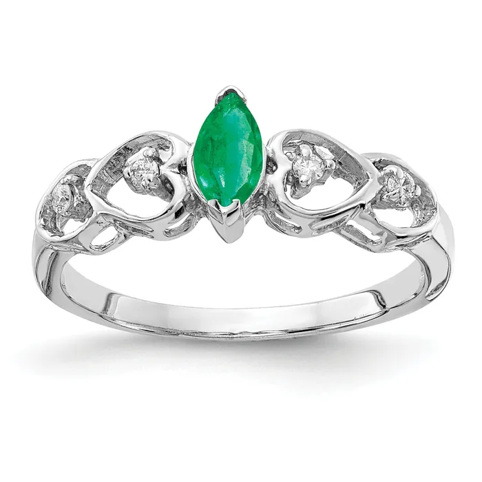 Goldia Rings Solid 14k White Gold 6x3mm Marquise Simulated Emerald VS CZ Ring Goldia Rings Solid 14k White Gold 6x3mm Marquise Simulated Emerald VS CZ Ring