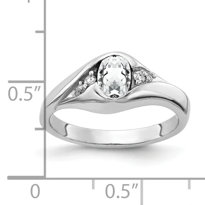 Goldia Rings Solid 14k White Gold 6x4mm Oval Cubic Zirconia VS Simulated CZ Ring