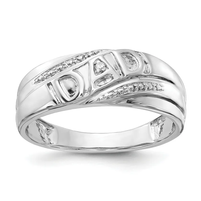 Goldia Rings Solid 14k White Gold AA Simulated CZ Mens Dad Ring