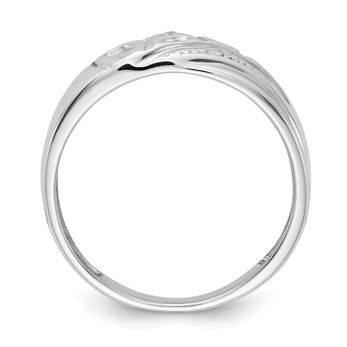 Goldia Rings Solid 14k White Gold AA Simulated CZ Mens Dad Ring