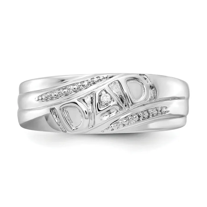 Goldia Rings Solid 14k White Gold AA Simulated CZ Mens Dad Ring