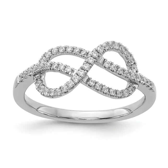 Goldia Rings Solid 14k White Gold Simulated CZ Celtic Knot Ring