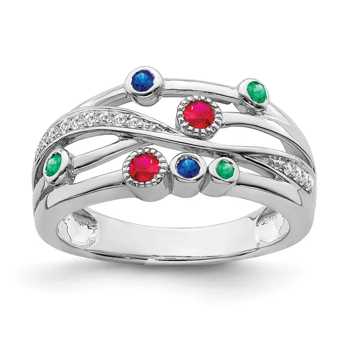 Goldia Rings Solid 14k White Gold Simulated Ruby SimulatedSimulated Sapphire Emerald CZ Ring Goldia Rings Solid 14k White Gold Simulated Ruby SimulatedSimulated Sapphire Emerald CZ Ring