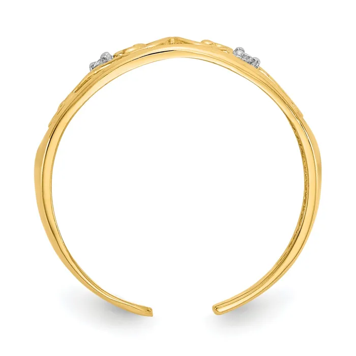 Goldia Rings Solid 14k Yellow Gold 02ct Simulated CZ Scroll Toe Ring