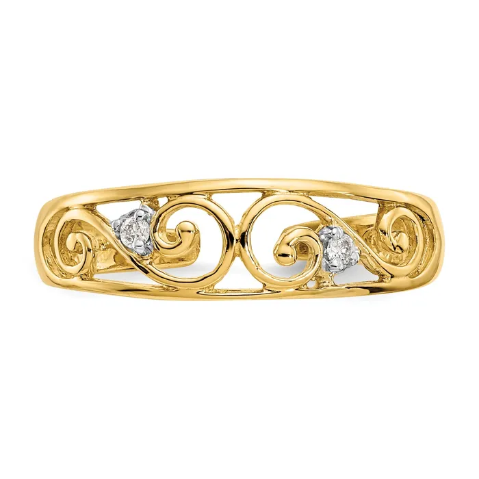 Goldia Rings Solid 14k Yellow Gold 02ct Simulated CZ Scroll Toe Ring