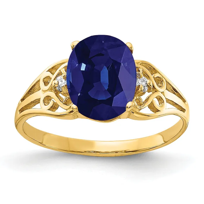 Goldia Rings Solid 14k Yellow Gold 9x7mm Oval Simulated Sapphire VS CZ Ring Goldia Rings Solid 14k Yellow Gold 9x7mm Oval Simulated Sapphire VS CZ Ring