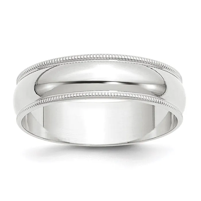 Goldia Rings Solid 18K White Gold 6mm Light Weight Milgrain Half Round MensWomens Wedding Band Ring Size 10 Goldia Rings Solid 18K White Gold 6mm Light Weight Milgrain Half Round MensWomens Wedding Band Ring Size 10