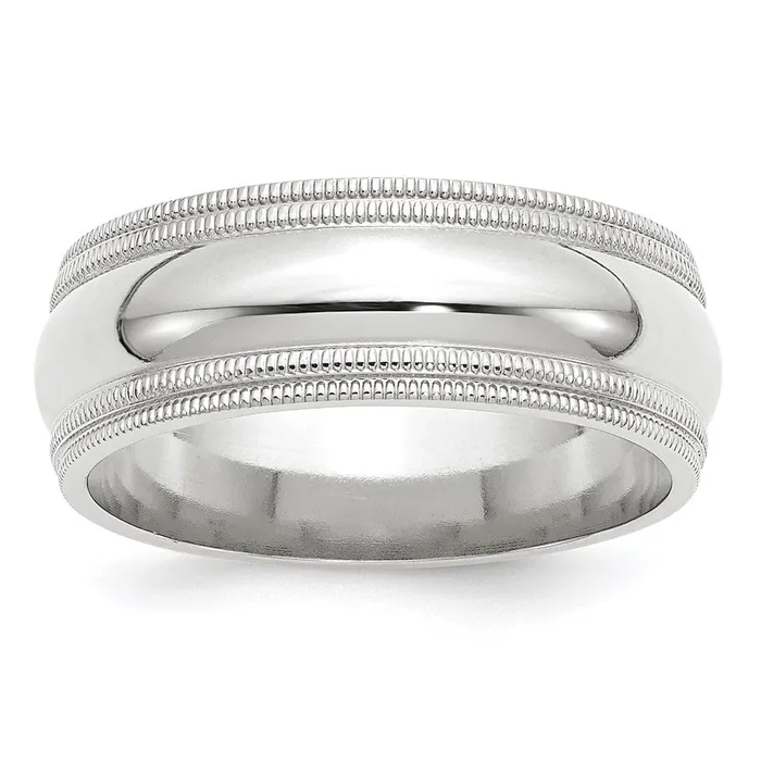 Goldia Rings Solid 18K White Gold 8mm Double Milgrain Comfort Fit MensWomens Wedding Band Ring Size 115 Goldia Rings Solid 18K White Gold 8mm Double Milgrain Comfort Fit MensWomens Wedding Band Ring Size 115