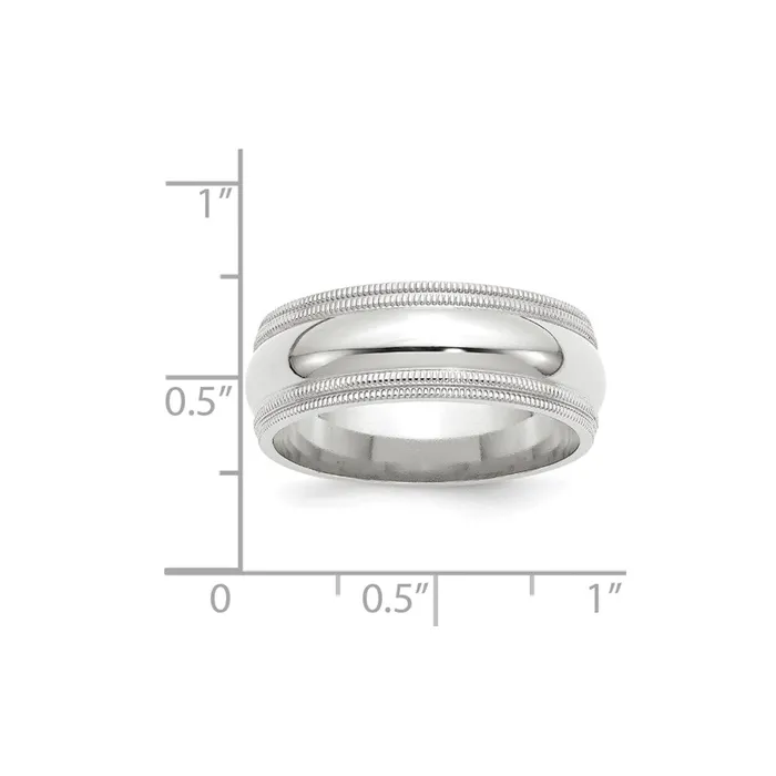Goldia Rings Solid 18K White Gold 8mm Double Milgrain Comfort Fit MensWomens Wedding Band Ring Size 115 Goldia Rings Solid 18K White Gold 8mm Double Milgrain Comfort Fit MensWomens Wedding Band Ring Size 115