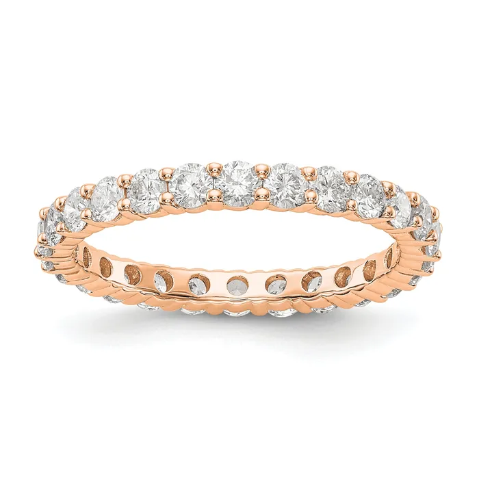 Goldia Rings Solid Real 14k Rose Gold 15CT Shared Prong CZ Eternity Wedding Band Ring Goldia Rings Solid Real 14k Rose Gold 15CT Shared Prong CZ Eternity Wedding Band Ring