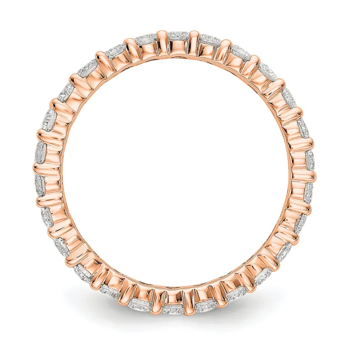 Goldia Rings Solid Real 14k Rose Gold 15CT Shared Prong CZ Eternity Wedding Band Ring