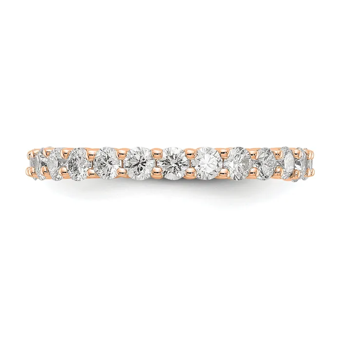 Goldia Rings Solid Real 14k Rose Gold 15CT Shared Prong CZ Eternity Wedding Band Ring