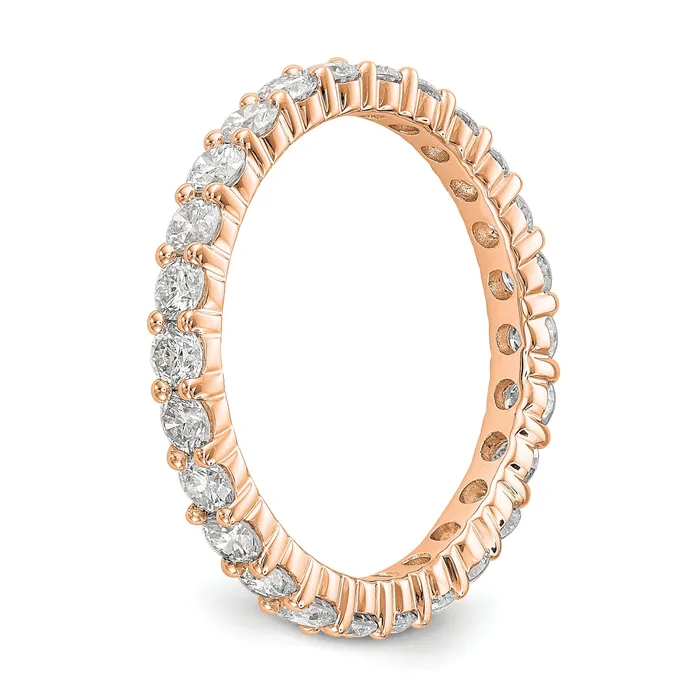 Goldia Rings Solid Real 14k Rose Gold 15CT Shared Prong CZ Eternity Wedding Band Ring