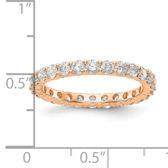 Goldia Rings Solid Real 14k Rose Gold 15CT Shared Prong CZ Eternity Wedding Band Ring