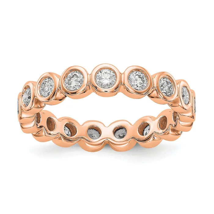 Goldia Rings Solid Real 14k Rose Gold Polished 1ct Bezel Set CZ Eternity Wedding Band Ring Goldia Rings Solid Real 14k Rose Gold Polished 1ct Bezel Set CZ Eternity Wedding Band Ring