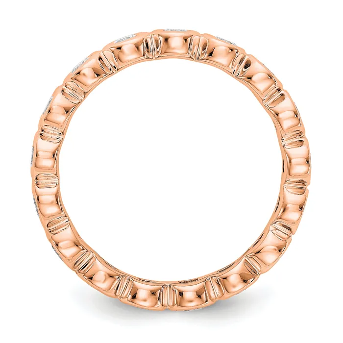 Goldia Rings Solid Real 14k Rose Gold Polished 1ct Bezel Set CZ Eternity Wedding Band Ring
