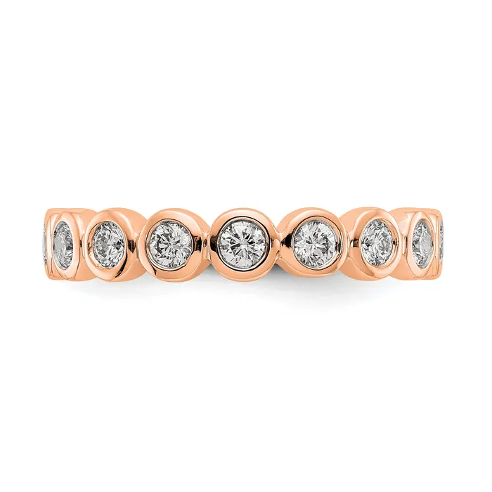 Goldia Rings Solid Real 14k Rose Gold Polished 1ct Bezel Set CZ Eternity Wedding Band Ring