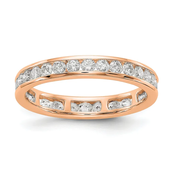 Goldia Rings Solid Real 14k Rose Gold Polished 1ct Channel Set CZ Eternity Wedding Band Ring Goldia Rings Solid Real 14k Rose Gold Polished 1ct Channel Set CZ Eternity Wedding Band Ring