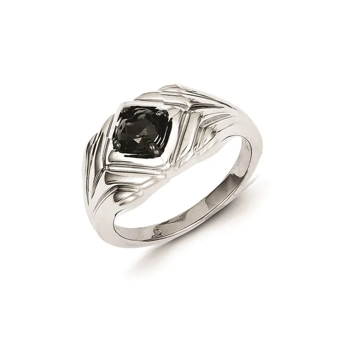 Goldia Rings Sterling Silver Black Round Diamond Mens Ring