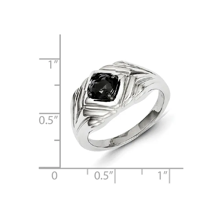 Goldia Rings Sterling Silver Black Round Diamond Mens Ring
