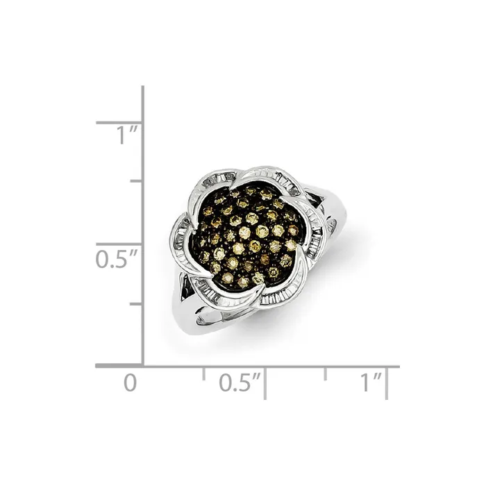 Goldia Rings Sterling Silver Champagne Diamond Flower Ring