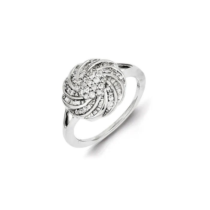 Goldia Rings Sterling Silver Diamond Round Flower Ring