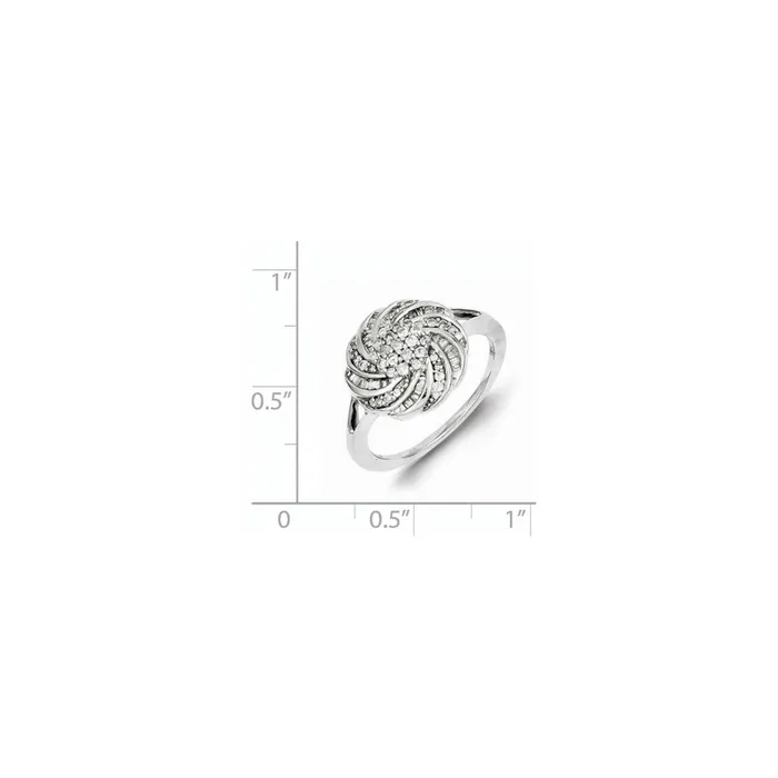 Goldia Rings Sterling Silver Diamond Round Flower Ring
