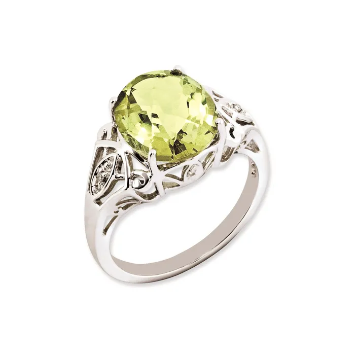 Goldia Rings Sterling Silver RHplated Oval CheckerCut Lemon Quartz u0026 Diamond Gemstone Birthstone Ring Fine Jewelry Gift for Her Goldia Rings Sterling Silver RHplated Oval CheckerCut Lemon Quartz u0026 Diamond Gemstone Birthstone Ring Fine Jewelry Gift for Her